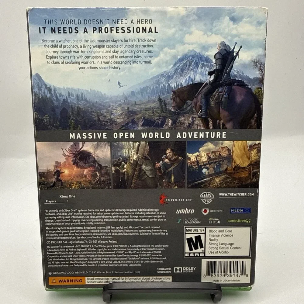 The Witcher 3 Wild Hunt Microsoft Xbox One TESTED With Slipcover